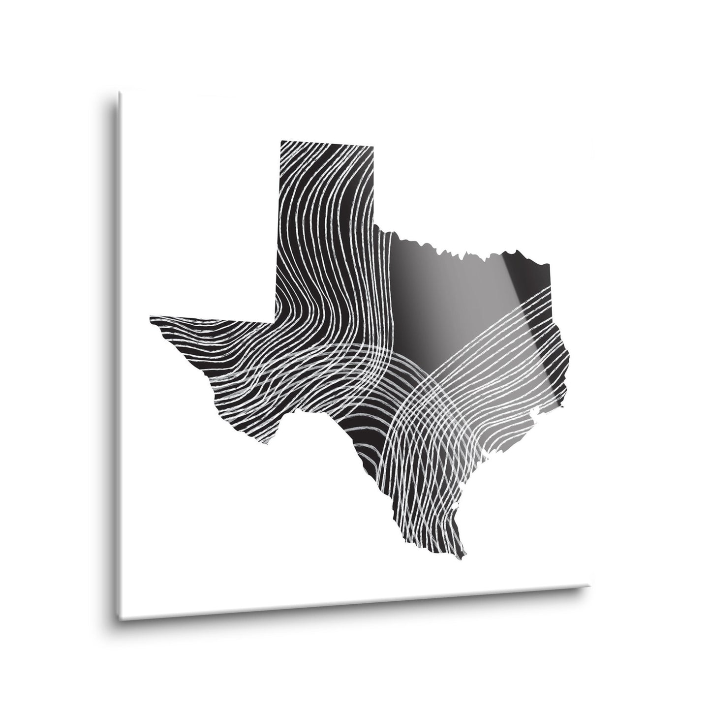 Modern Texas State Shape With Fluid Lines | Hi-Def Glass Art | Eaches | Min 2