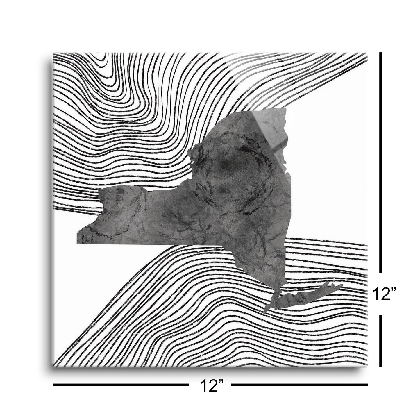 Minimalistic B&W New York State With Fluid Lines | Hi-Def Glass Art | Eaches | Min 1