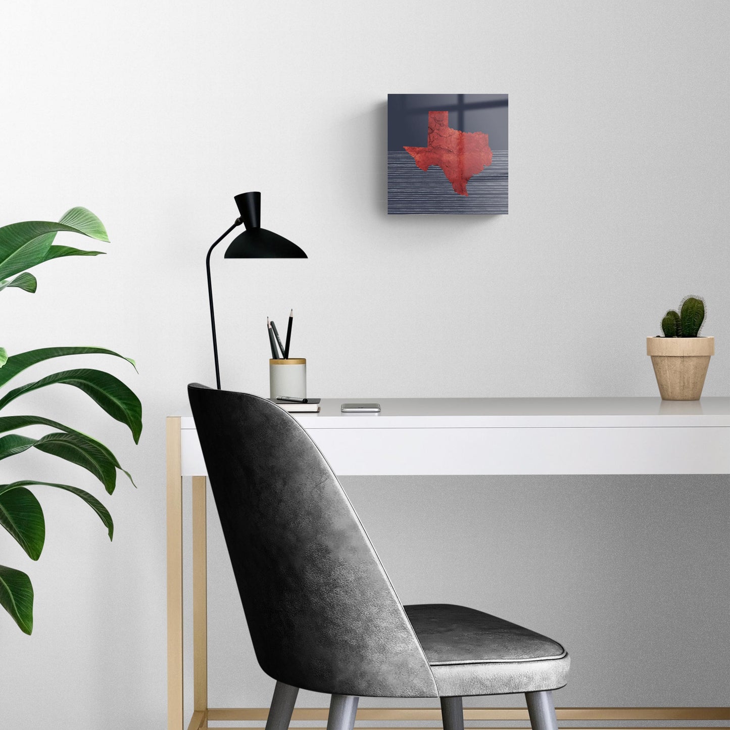 Modern Minimalist Texas Straight Line State Shape | Hi-Def Glass Art | Eaches | Min 2