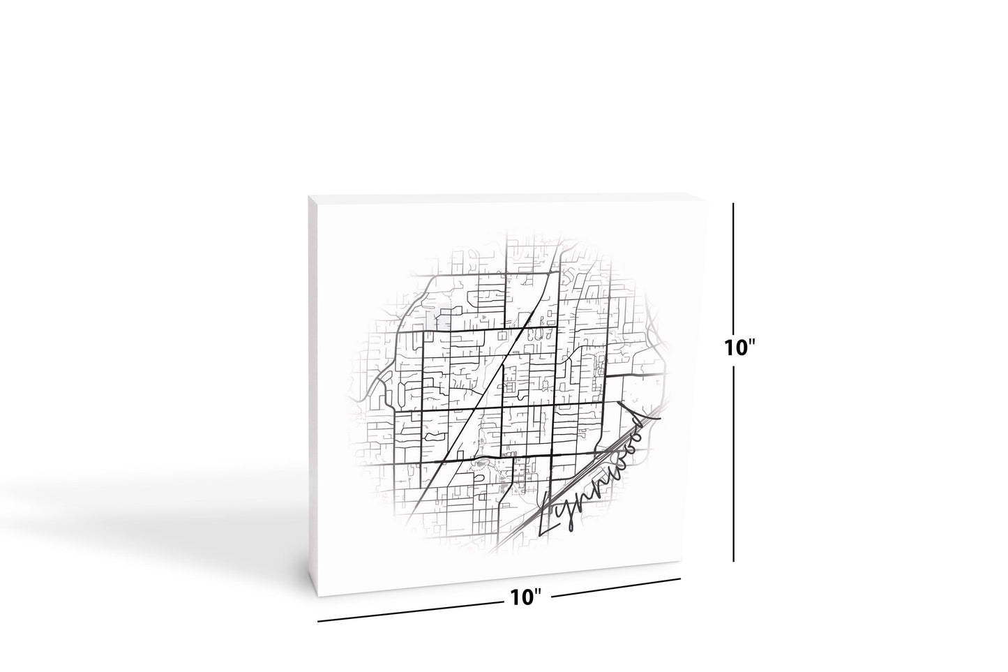 Minimalistic B&W Washington Lynnwood Circle Map | Wood Block | Eaches | Min 2