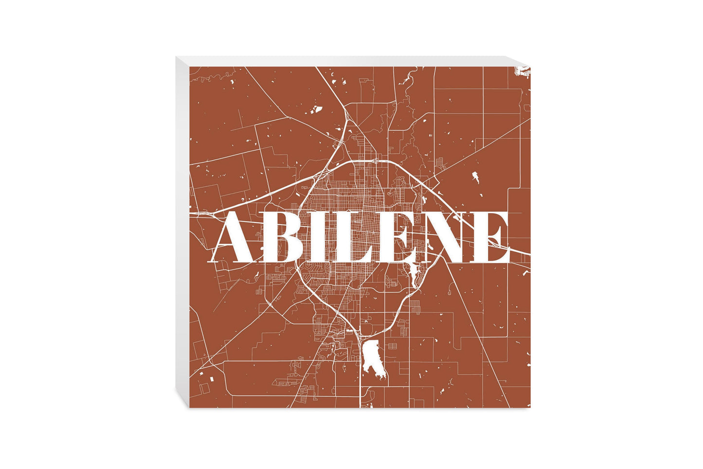 Modern Minimalist Texas Abilene Map | Wood Block | Eaches | Min 2