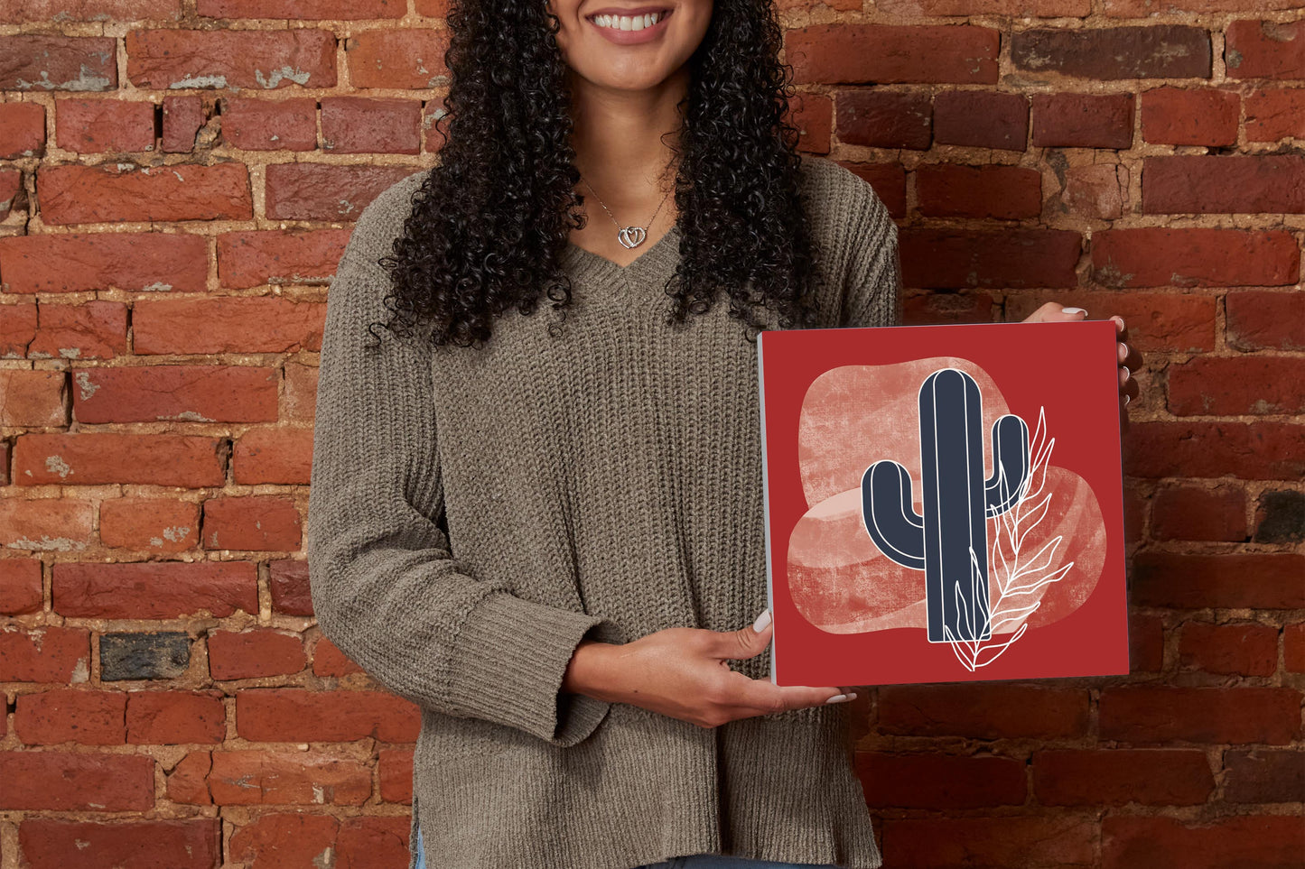 Modern Minimalist Texas Colors Cactus | Wood Block | Eaches | Min 2