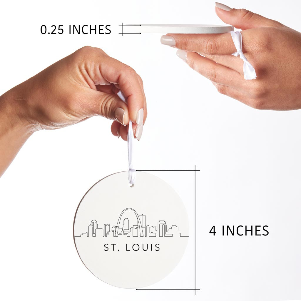 Minimalist B&W Missouri St Louis Skyline| Wood Ornament | Eaches | Min 6
