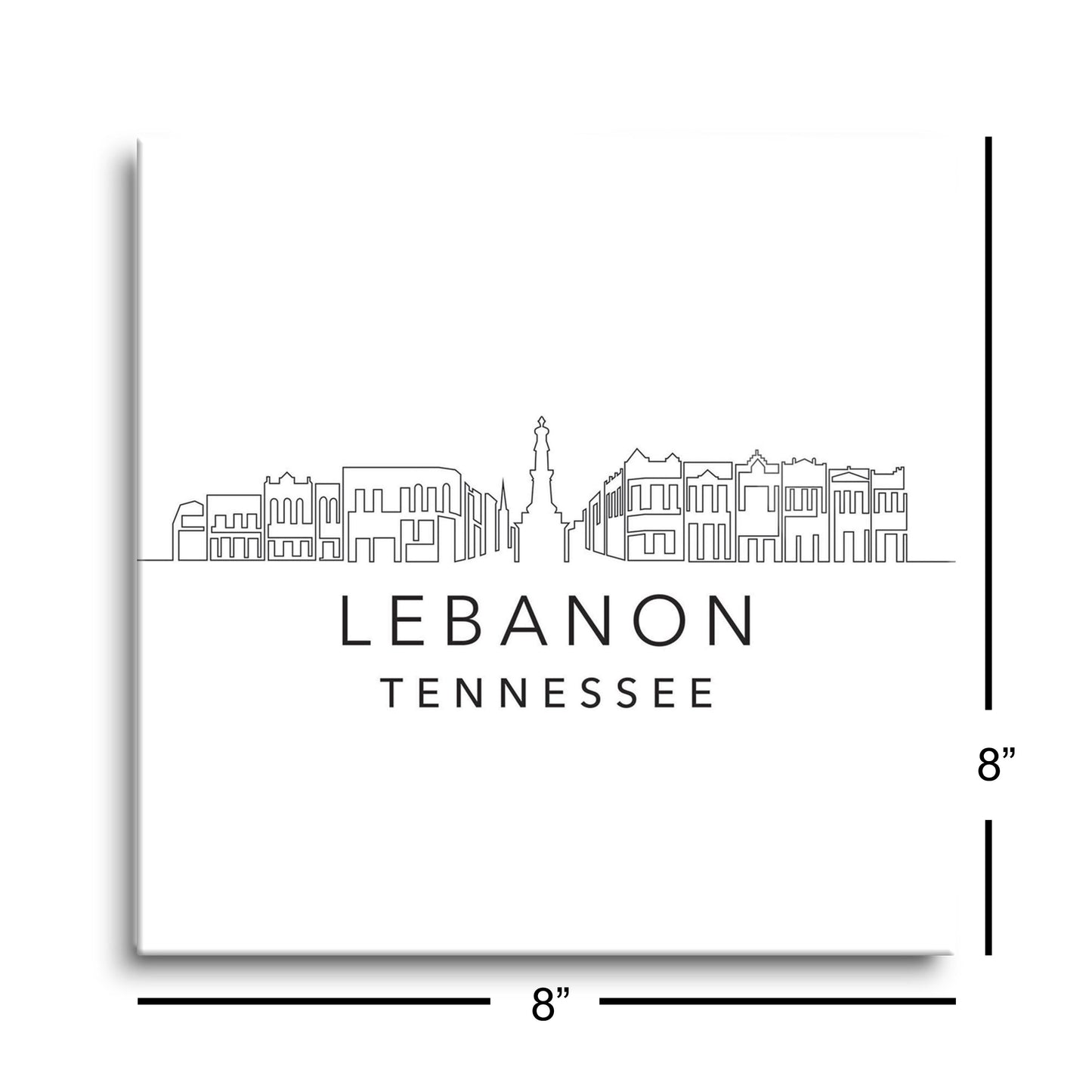 Minimalist B&W Tennessee Lebanon Skyline | Hi-Def Glass Art | Eaches | Min 2