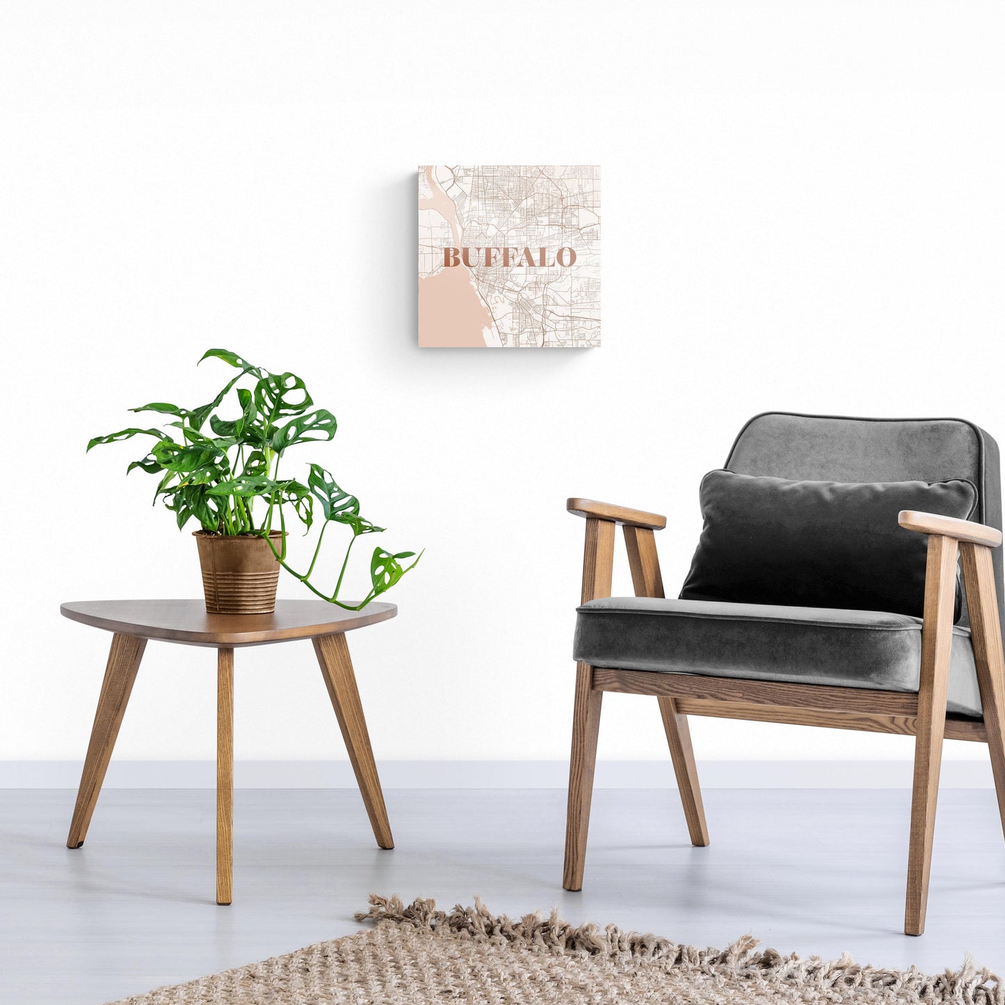 Modern Minimalist New York Buffalo Map | Hi-Def Glass Art | Eaches | Min 1