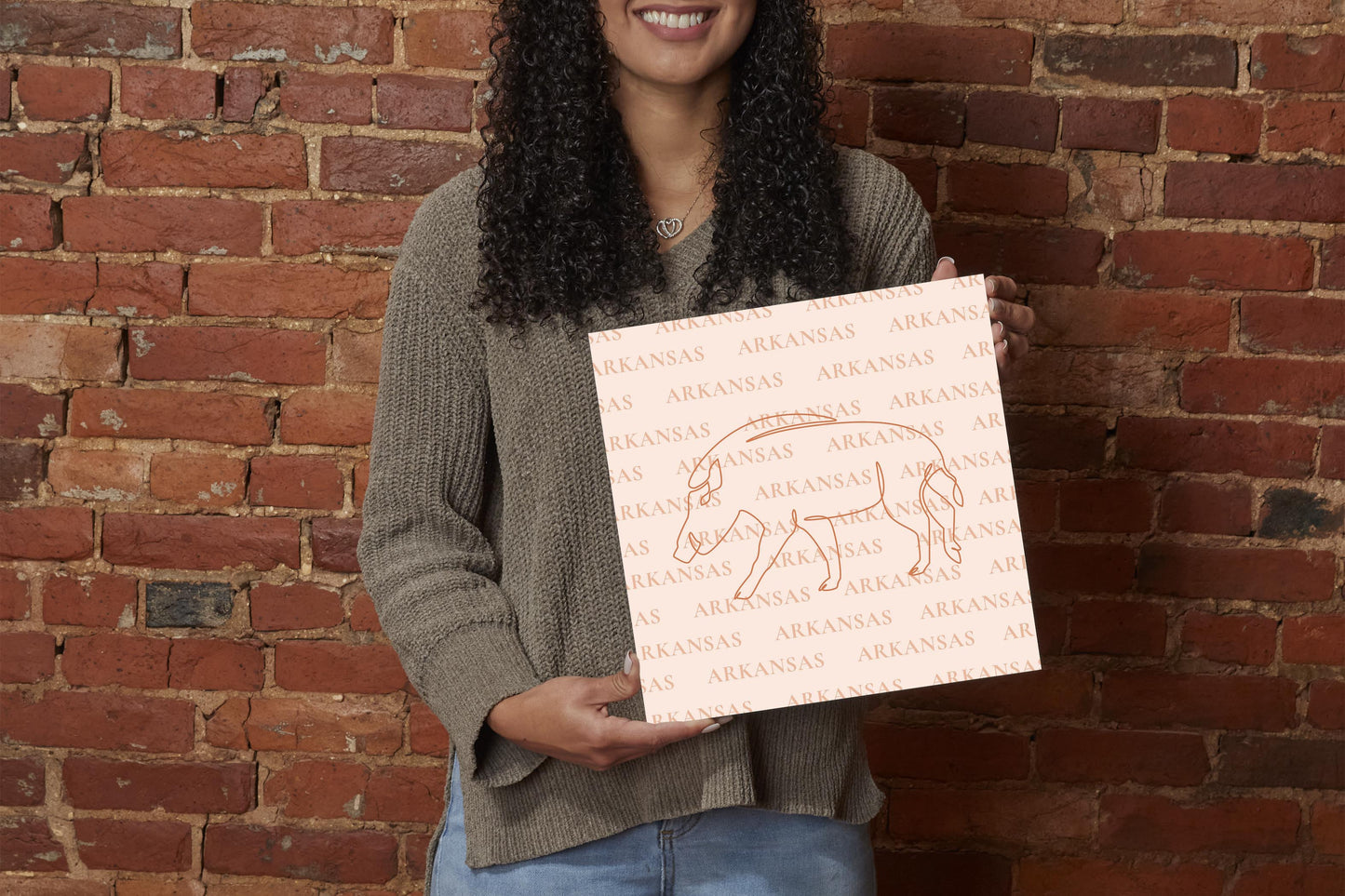 Modern Minimalist Arkansas Hog Line Drawing | Wood Sign | Eaches | Min 2