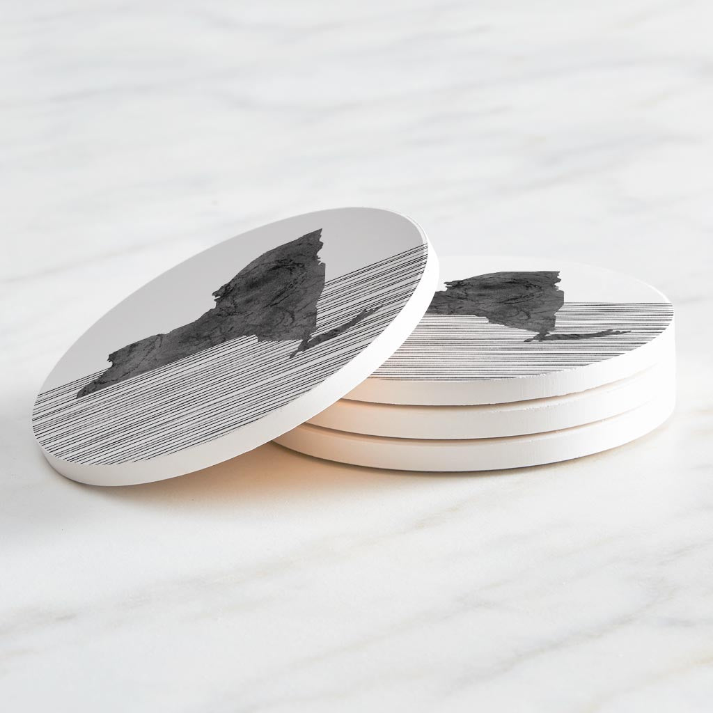 Minimalistic B&W New York Shape Straight Lines | Absorbent Coasters | Set of 4 | Min 2