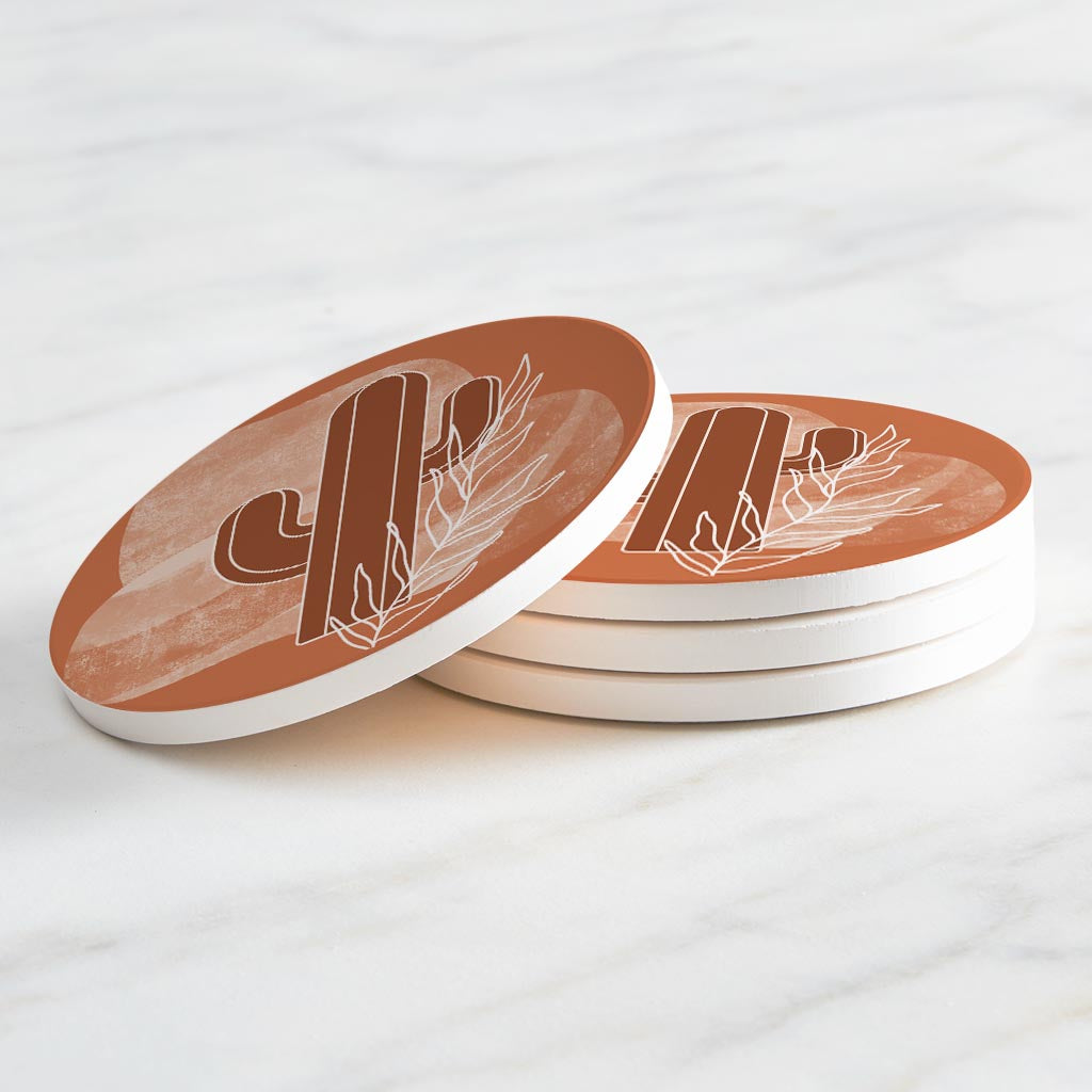 Modern Minimalist Texas Cactus | Absorbent Coasters | Set of 4 | Min 2