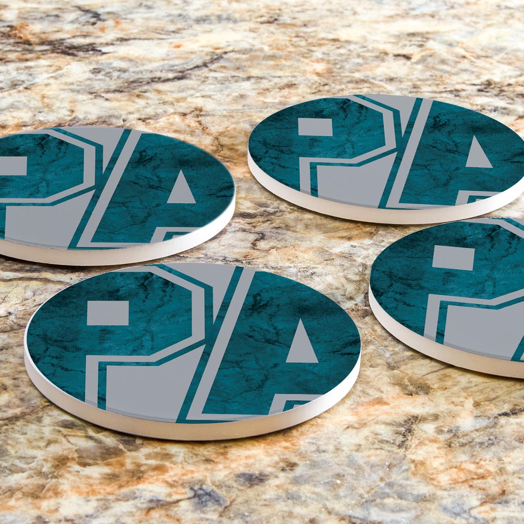 Modern Minimalist Pennsylvania Grey Initials | Absorbent Coasters | Set of 4 | Min 2