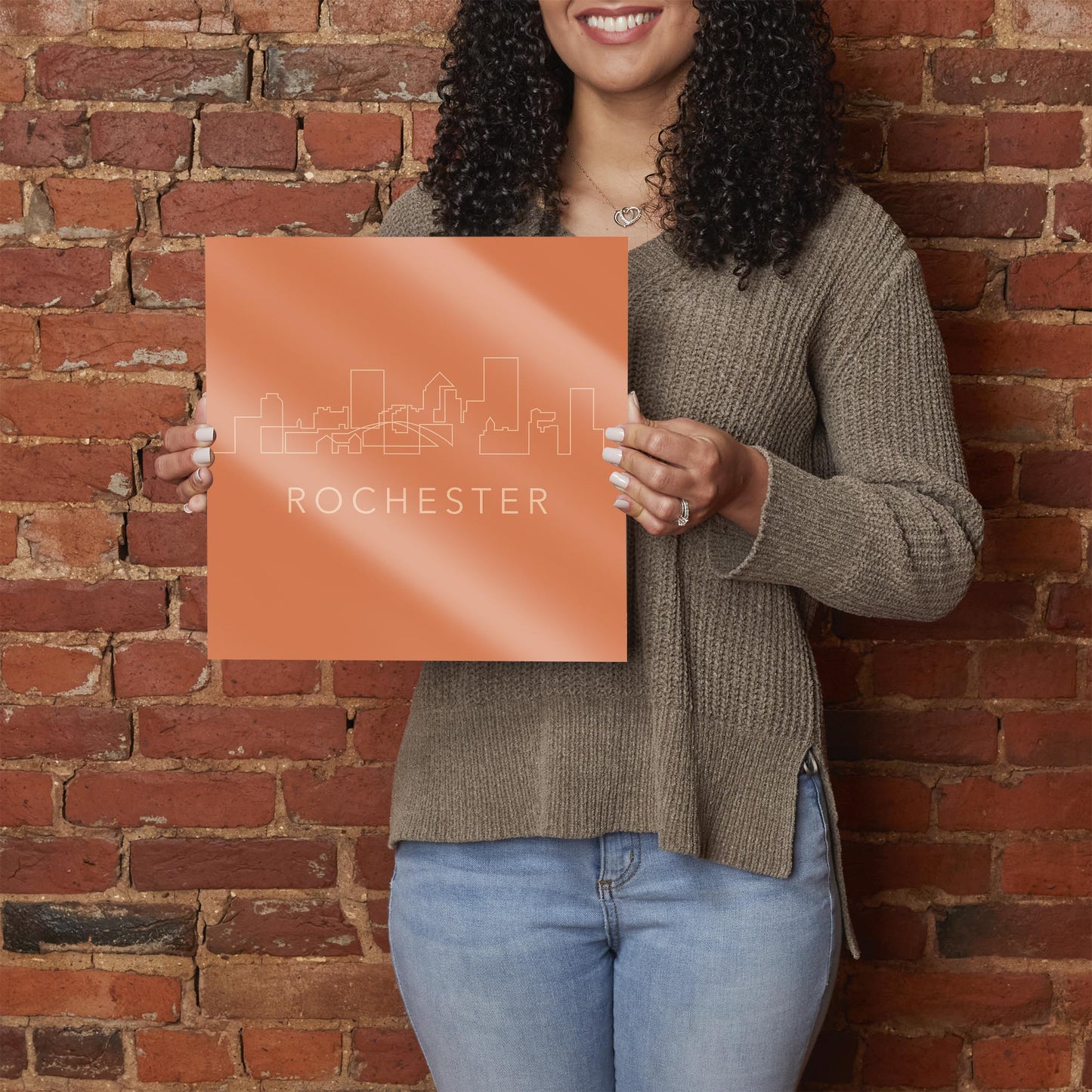 Modern Minimalistic New York Rochester Skyline | Hi-Def Glass Art | Eaches | Min 1
