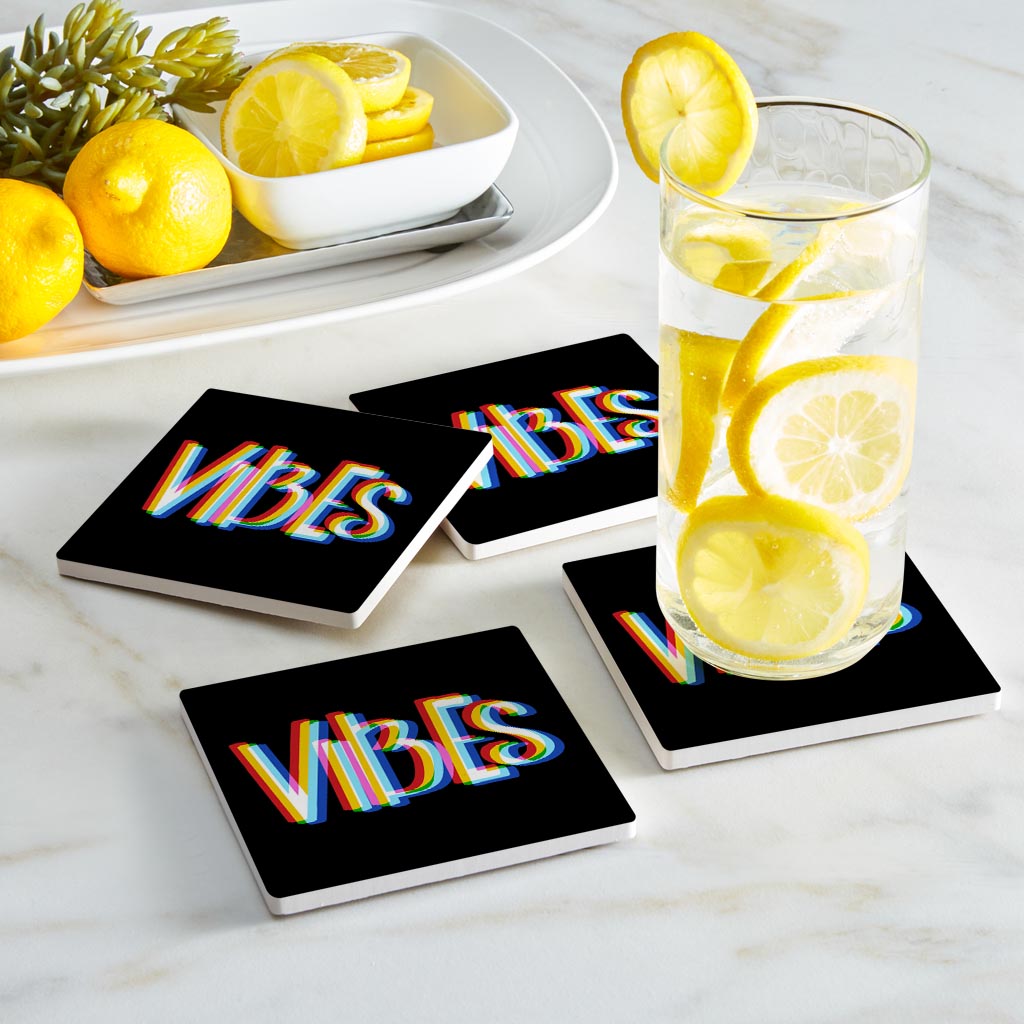 Funky Vibes Illusion In Black| Absorbent Coasters | Set of 4 | Min 2