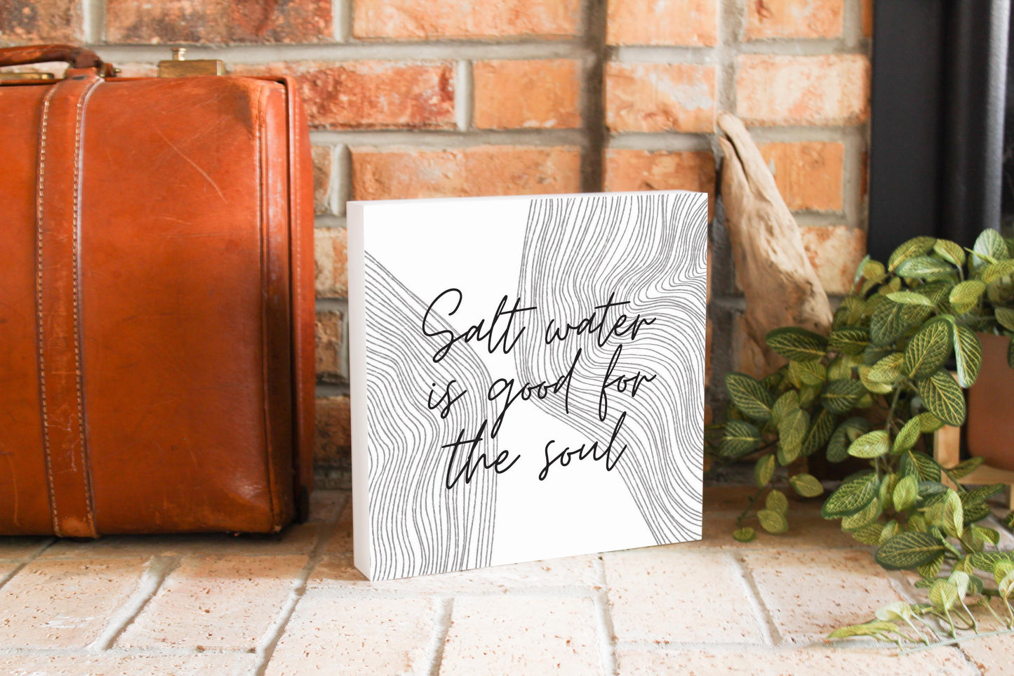 Minimalistic B&W Cape Cod Salt Water | Wood Block | Eaches | Min 2