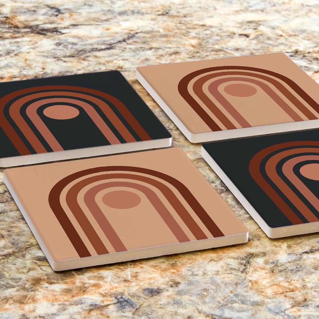 Retro Line Art | Absorbent Coasters | Set of 4 | Min 2