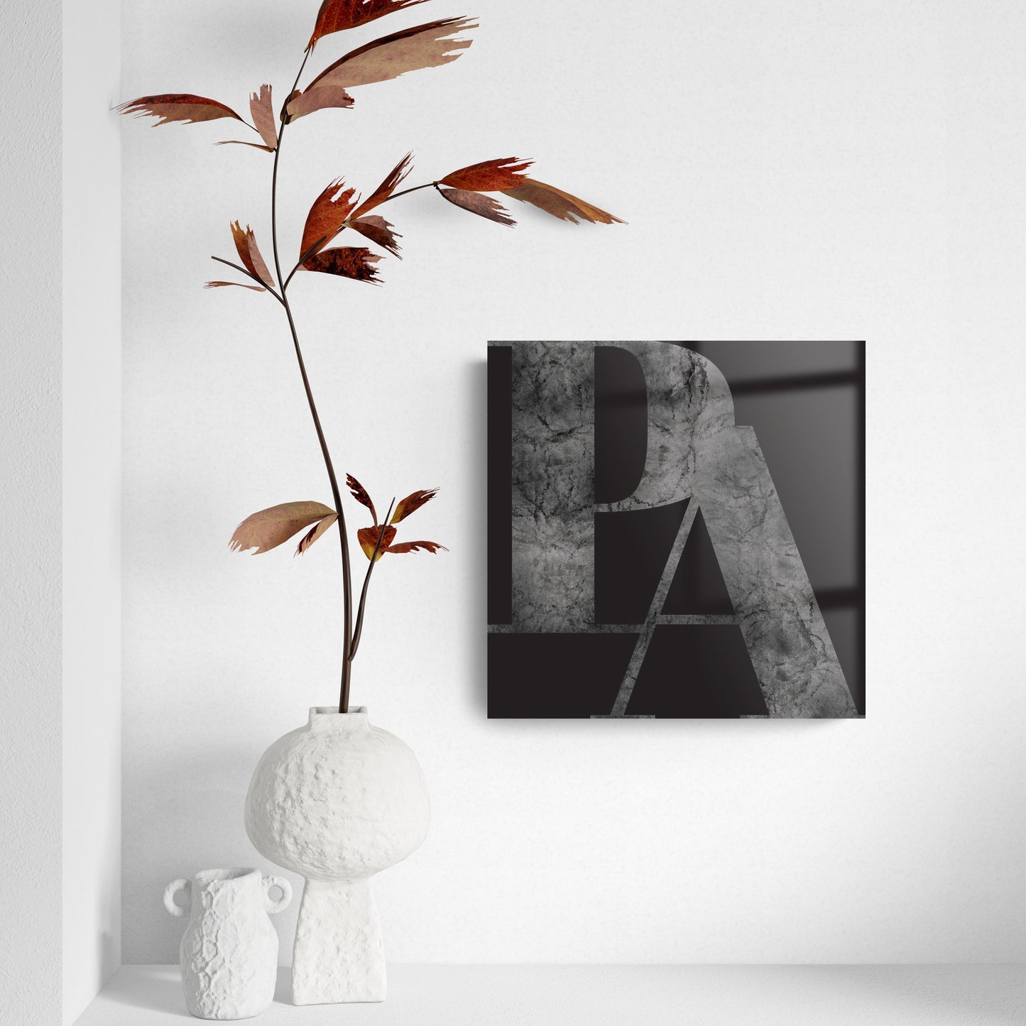 Minimalistic B&W Pennsylvania Black Initials | Hi-Def Glass Art | Eaches | Min 2