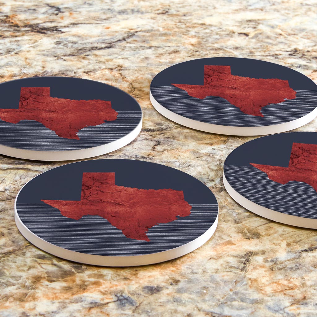 Modern Minimalist Texas Straight Line State Shape | Absorbent Coasters | Set of 4 | Min 2