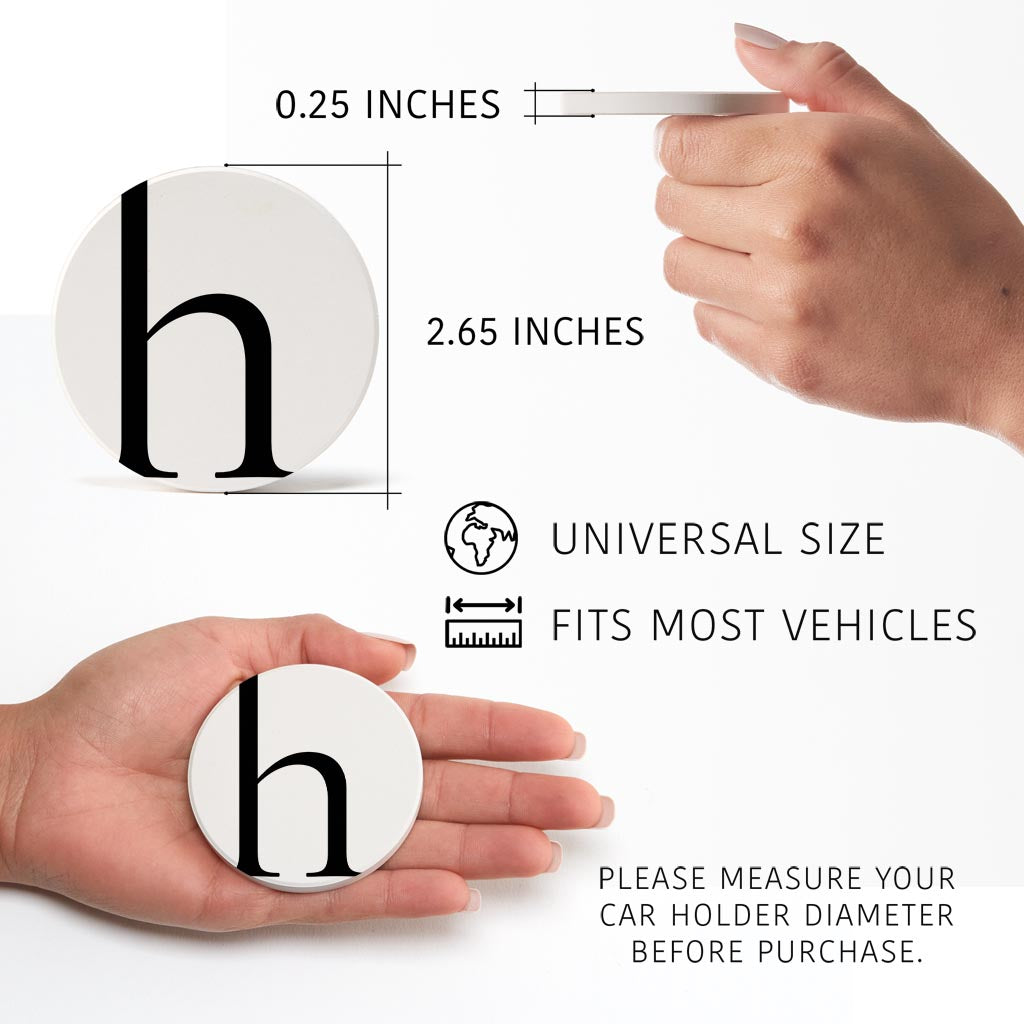Minimalist Monogram H Circle | Absorbent Car Coasters | Set of 2 | Min 4