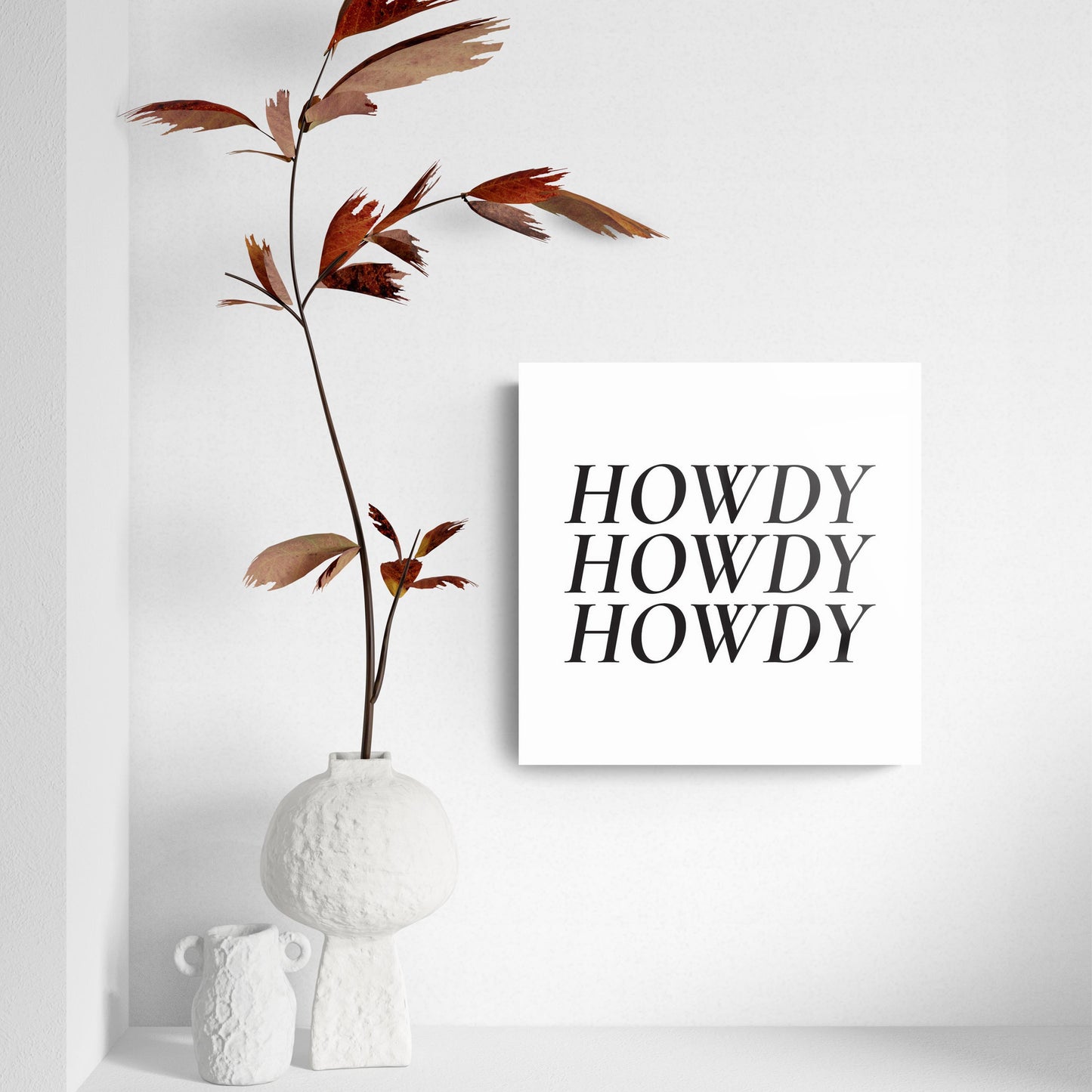 Minimalistic B&W Texas Howdy | Hi-Def Glass Art | Eaches | Min 2
