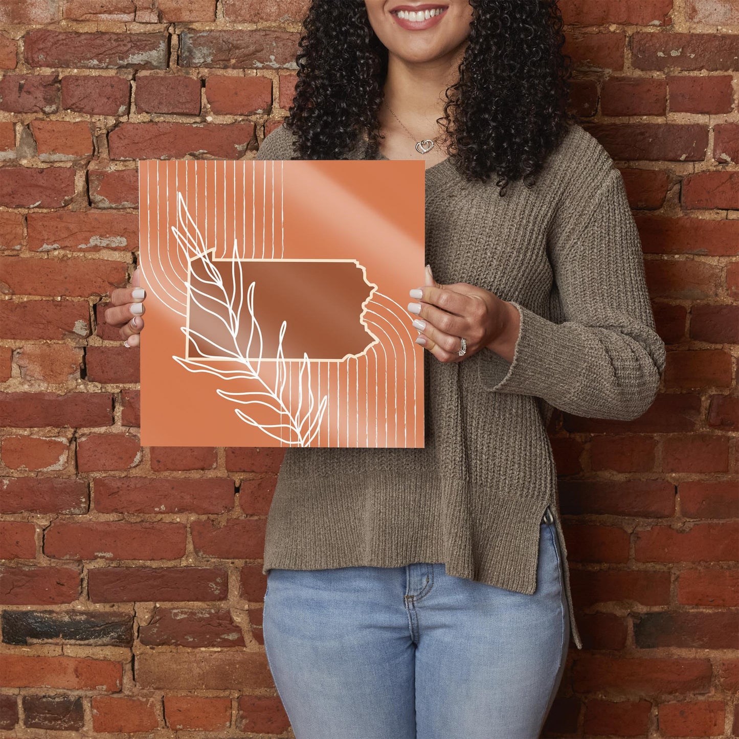 Modern Minimalist Pennsylvania State Leaf | Hi-Def Glass Art | Eaches | Min 1