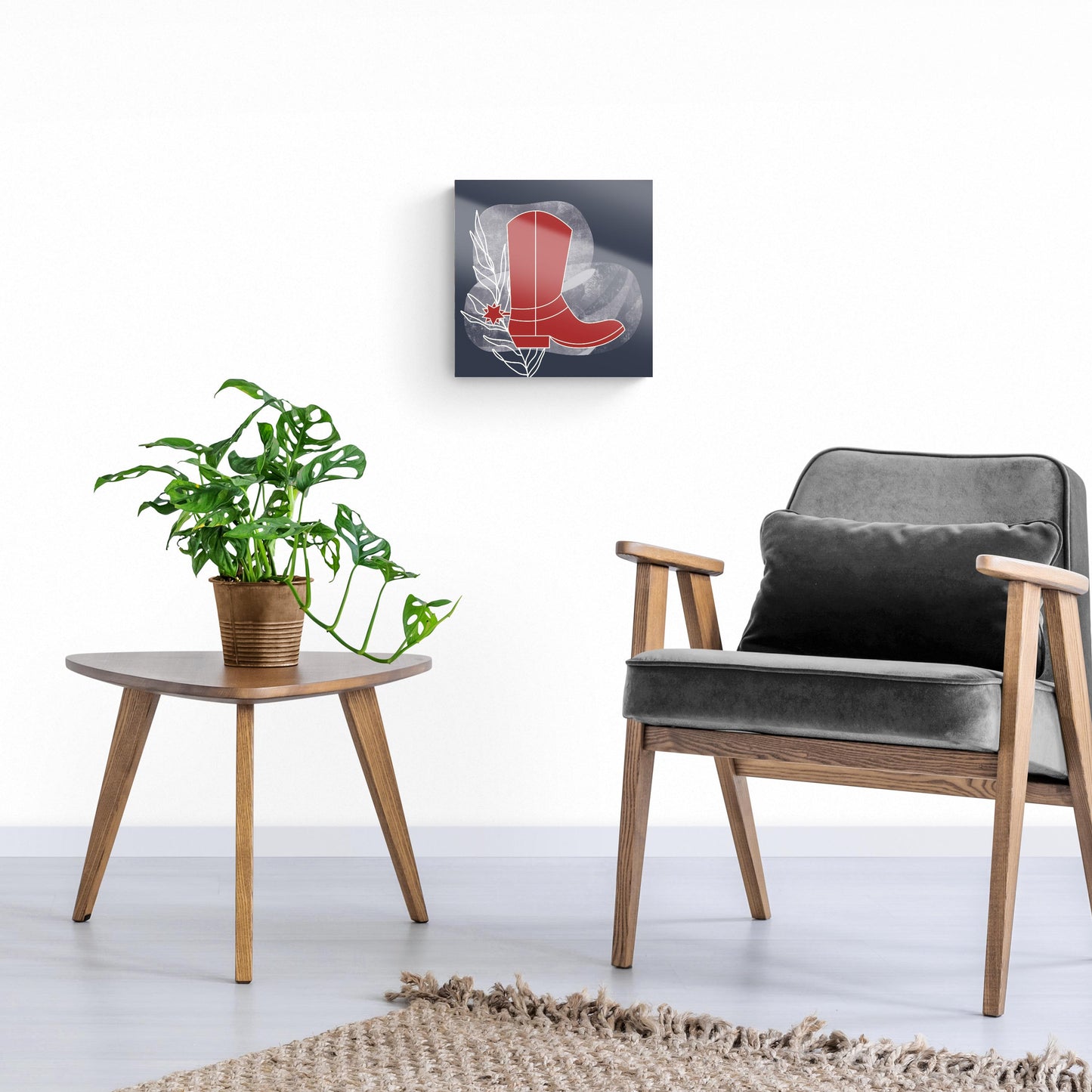Modern Minimalist Texas Colors Boot | Hi-Def Glass Art | Eaches | Min 1
