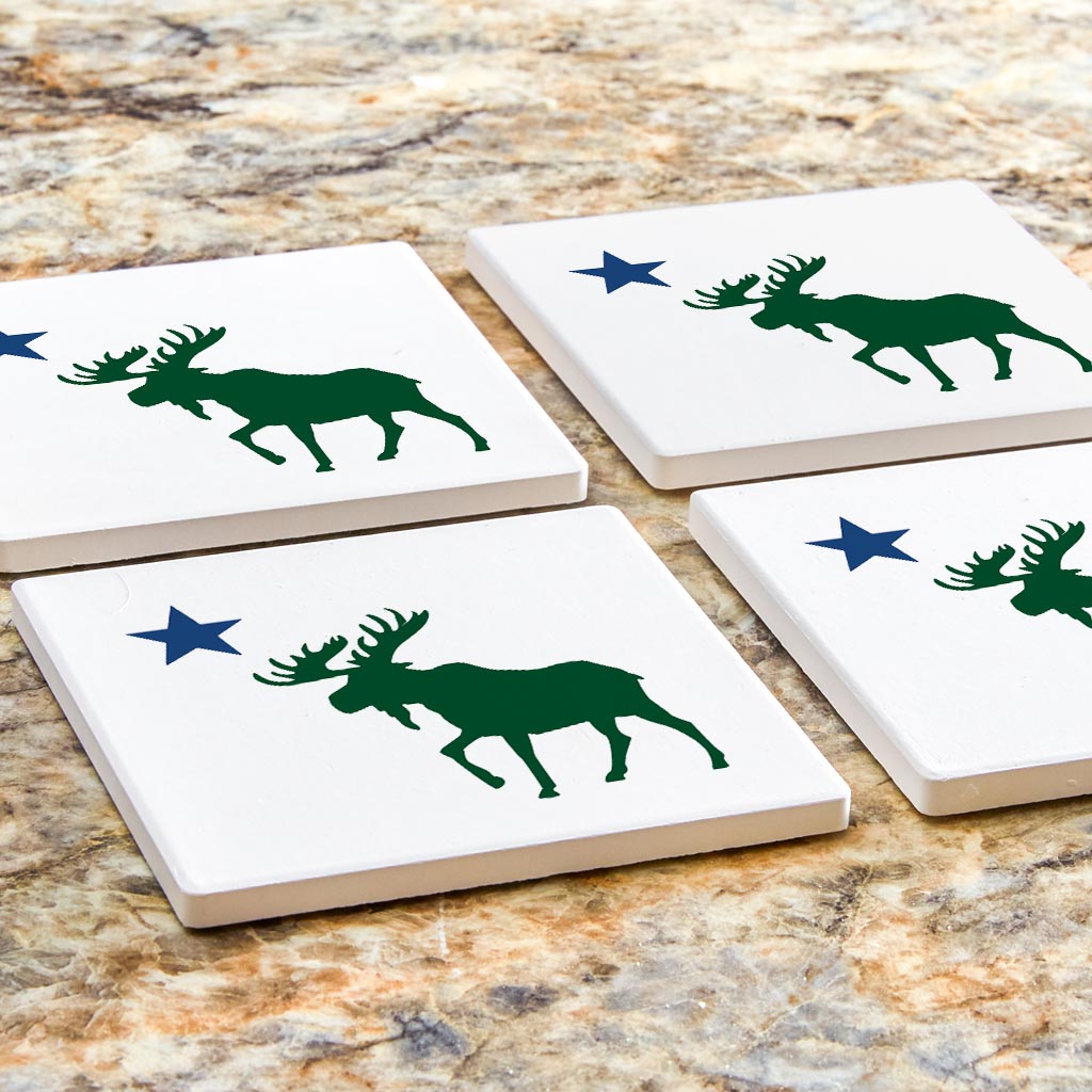 New England Star And Moose | Absorbent Coasters | Set of 4 | Min 2