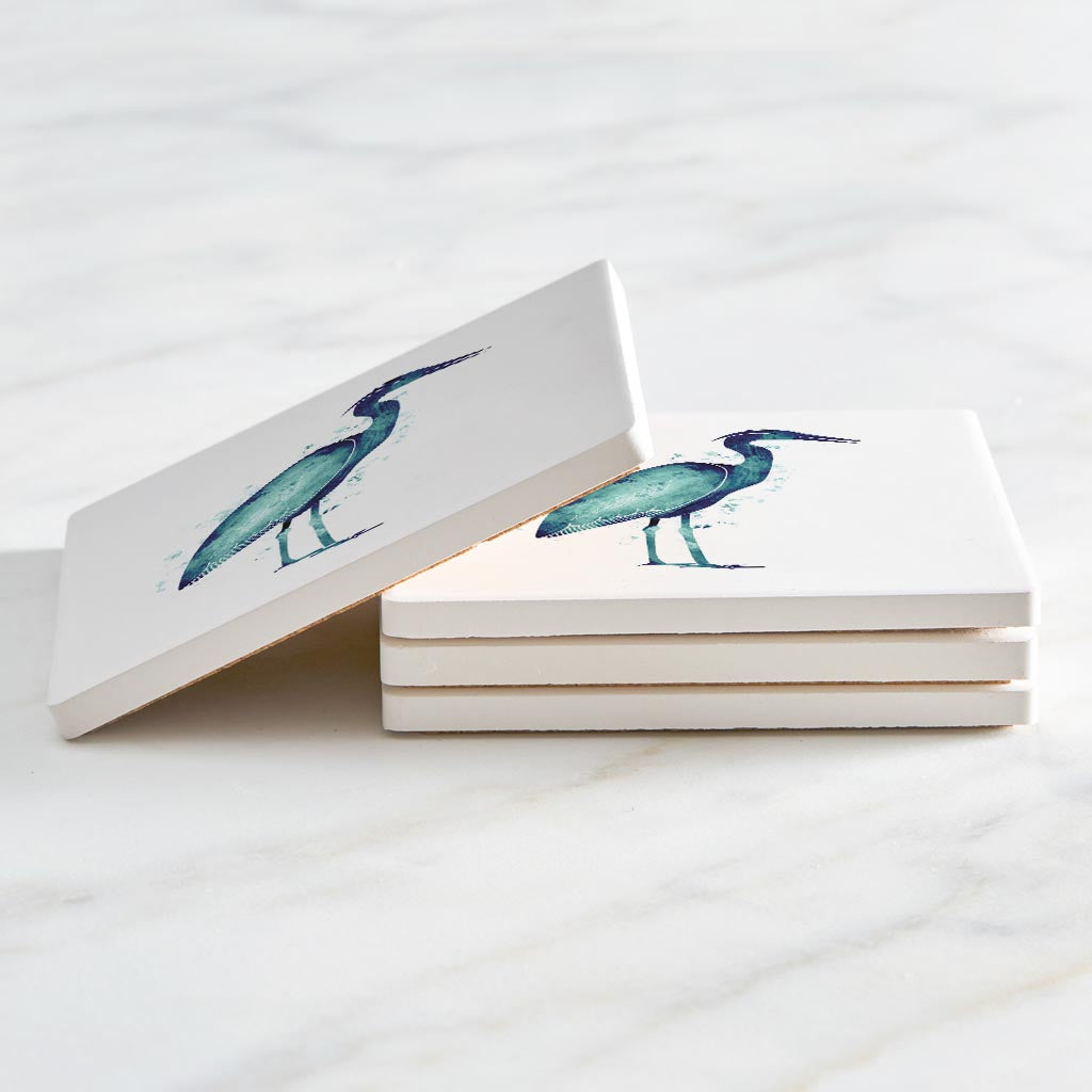 East Coast Water Color Heron | Absorbent Coasters | Set of 4 | Min 2