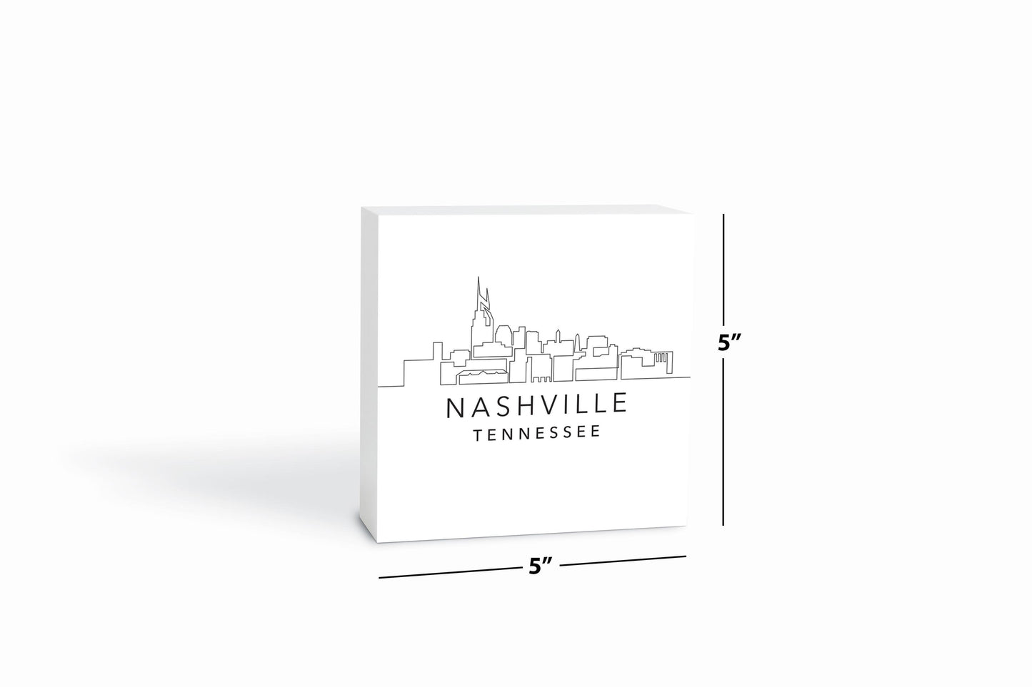 Minimalist B&W Tennessee Nashville Skyline | Wood Block | Eaches | Min 4