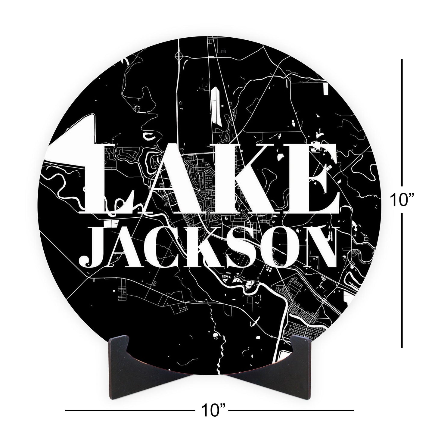 Minimalistic B&W Texas Lake Jackson Map | Wood Sign | Eaches | Min 1