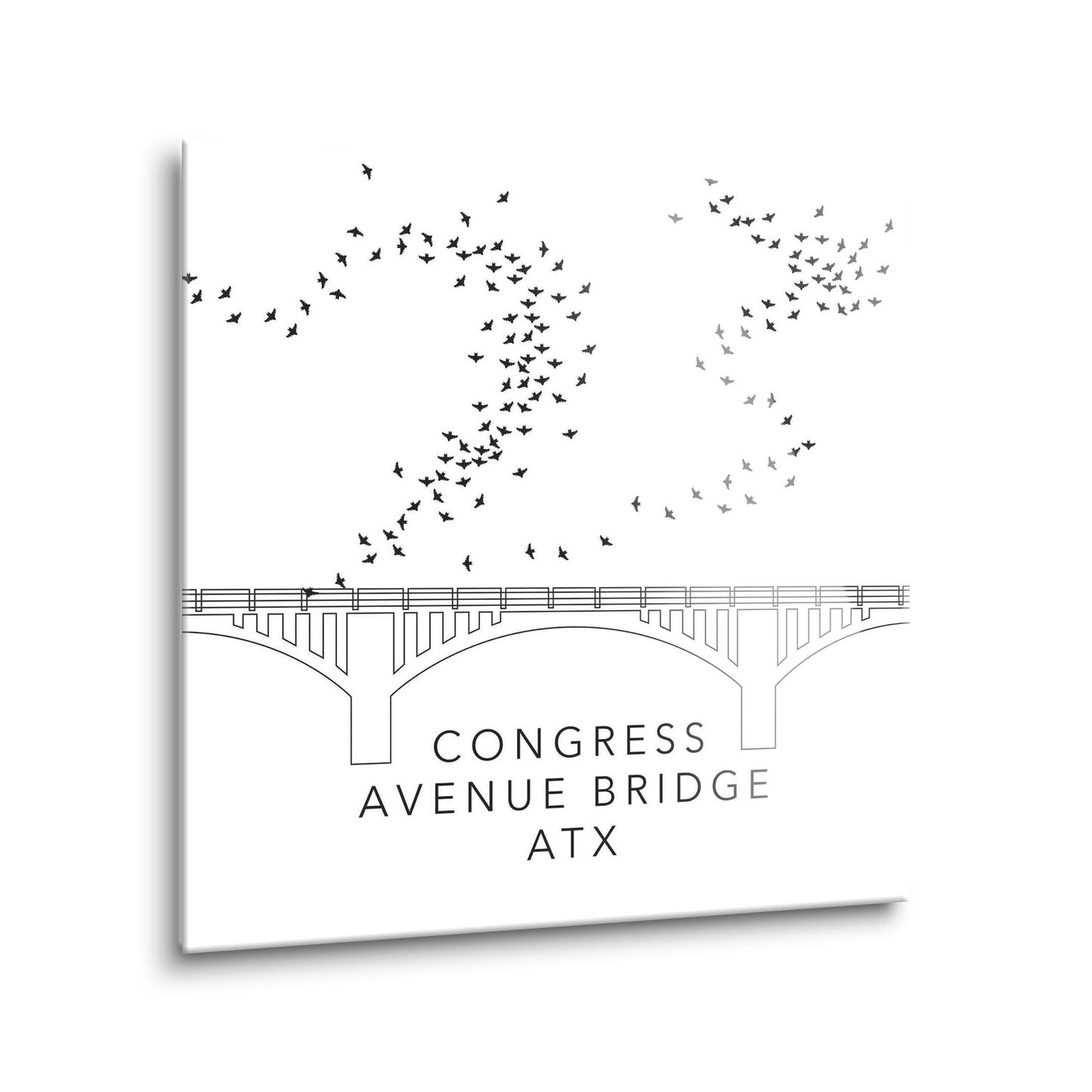 Minimalist B&W Texas Austin Congress Avenue Bridge | Hi-Def Glass Art | Eaches | Min 1