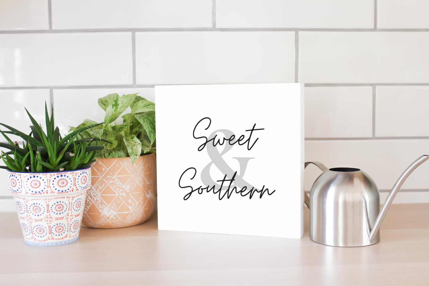 Minimalistic B&W Texas Sweet Southern | Wood Block | Eaches | Min 2