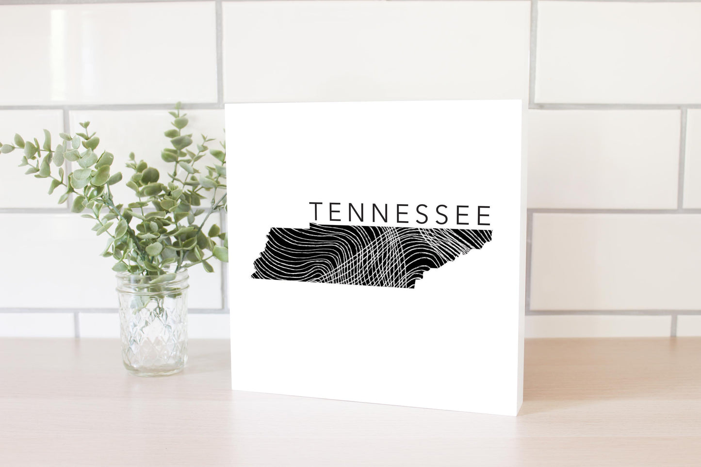 Minimalist B&W Tennessee State Name | Wood Block | Eaches | Min 2
