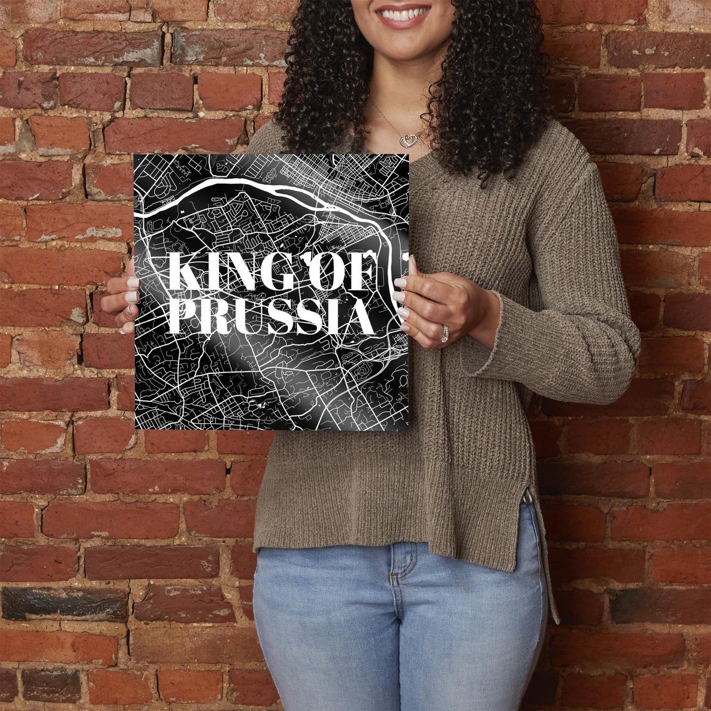 Minimalistic B&W Pennsylvania King Of Prussia Map | Hi-Def Glass Art | Eaches | Min 1