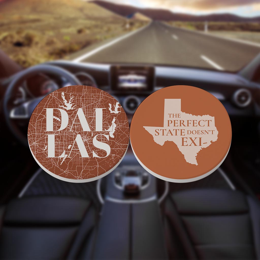 Modern Minimalist Texas Set | Absorbent Car Coasters | Set of 2 | Min 4