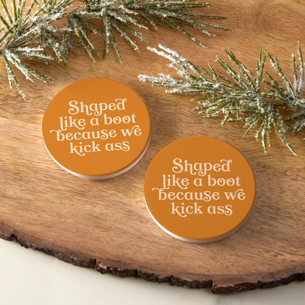 Modern Minimalist Louisiana Funny Boot Saying | Absorbent Car Coasters | Set of 2 | Min 4