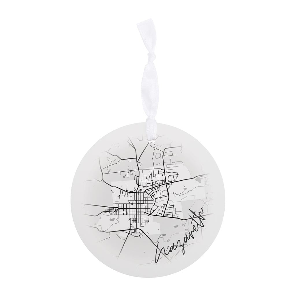 Minimalistic B&W Pennsylvania Nazareth Circle Map| Wood Ornament | Eaches | Min 6