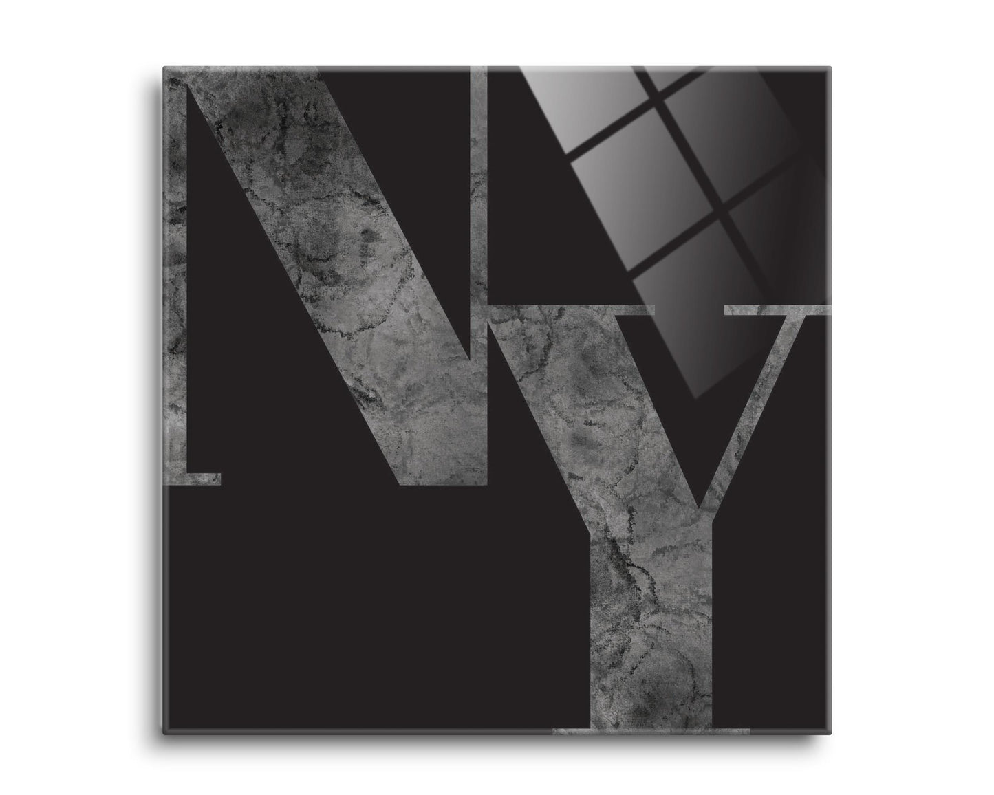 Minimalistic B&W New York Black Initials | Hi-Def Glass Art | Eaches | Min 2