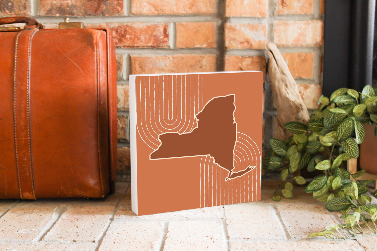 Modern Minimalistic New York Retro Thin Line | Wood Block | Eaches | Min 2