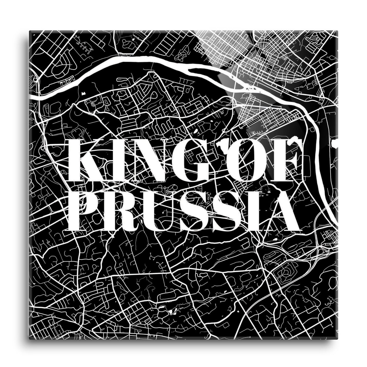 Minimalistic B&W Pennsylvania King Of Prussia Map | Hi-Def Glass Art | Eaches | Min 1