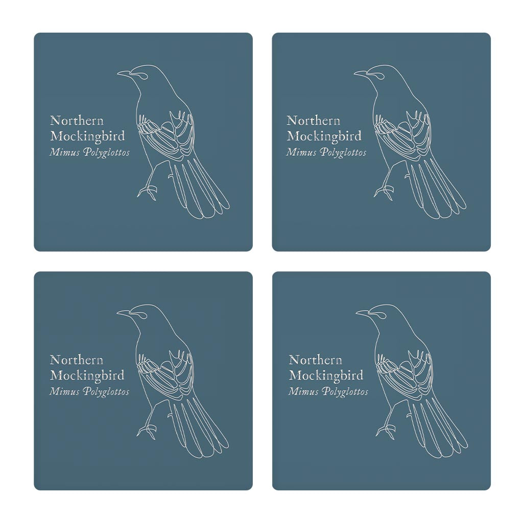 Modern Minimalist Arkansas Mockingbird | Absorbent Coasters | Set of 4 | Min 2