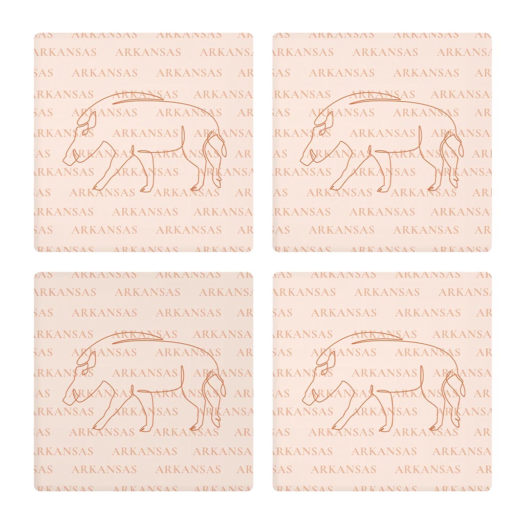 Modern Minimalist Arkansas Hog Line Drawing | Absorbent Coasters | Set of 4 | Min 2