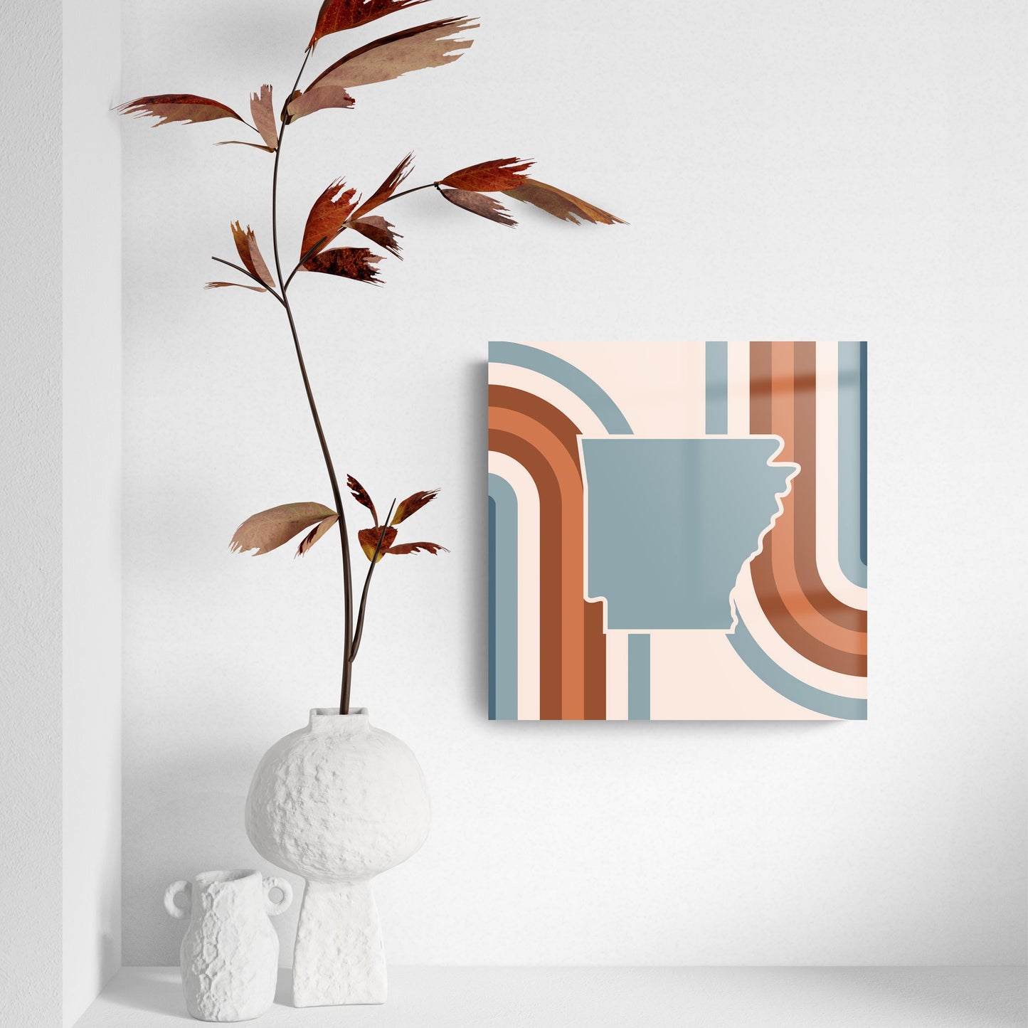 Modern Minimalist Arkansas Retro State Shape | Hi-Def Glass Art | Eaches | Min 2