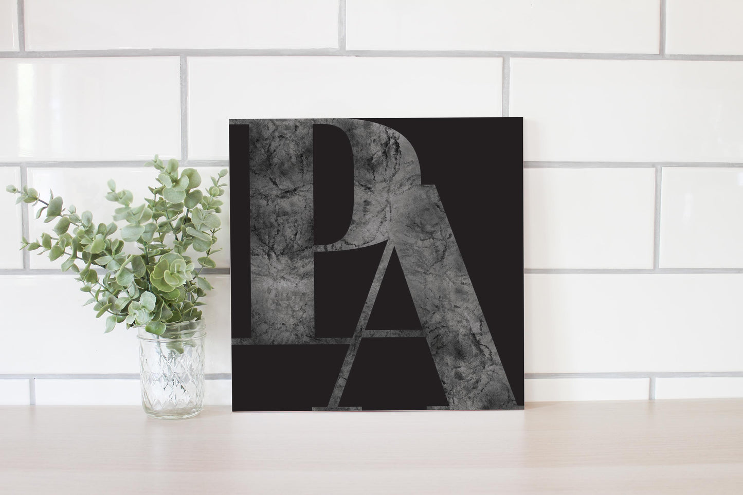 Minimalistic B&W Pennsylvania Black Initials | Wood Sign | Eaches | Min 2