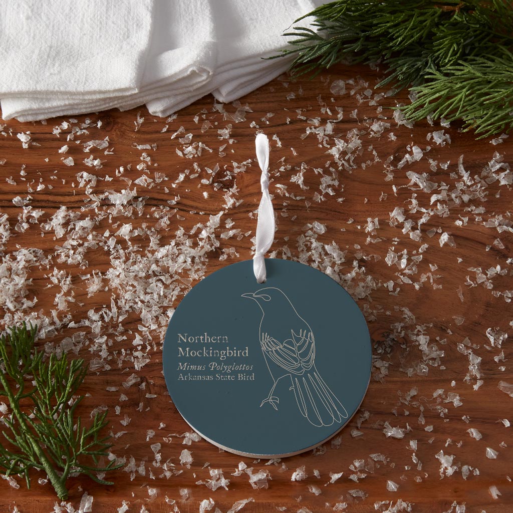 Modern Minimalist Arkansas Mockingbird| Wood Ornament | Eaches | Min 6