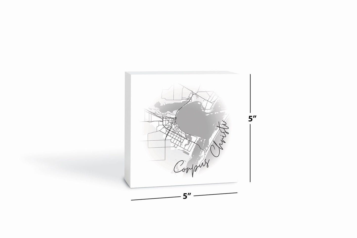 Minimalistic B&W Texas Corpus Christi Circle Map| Wood Block | Eaches | Min 4