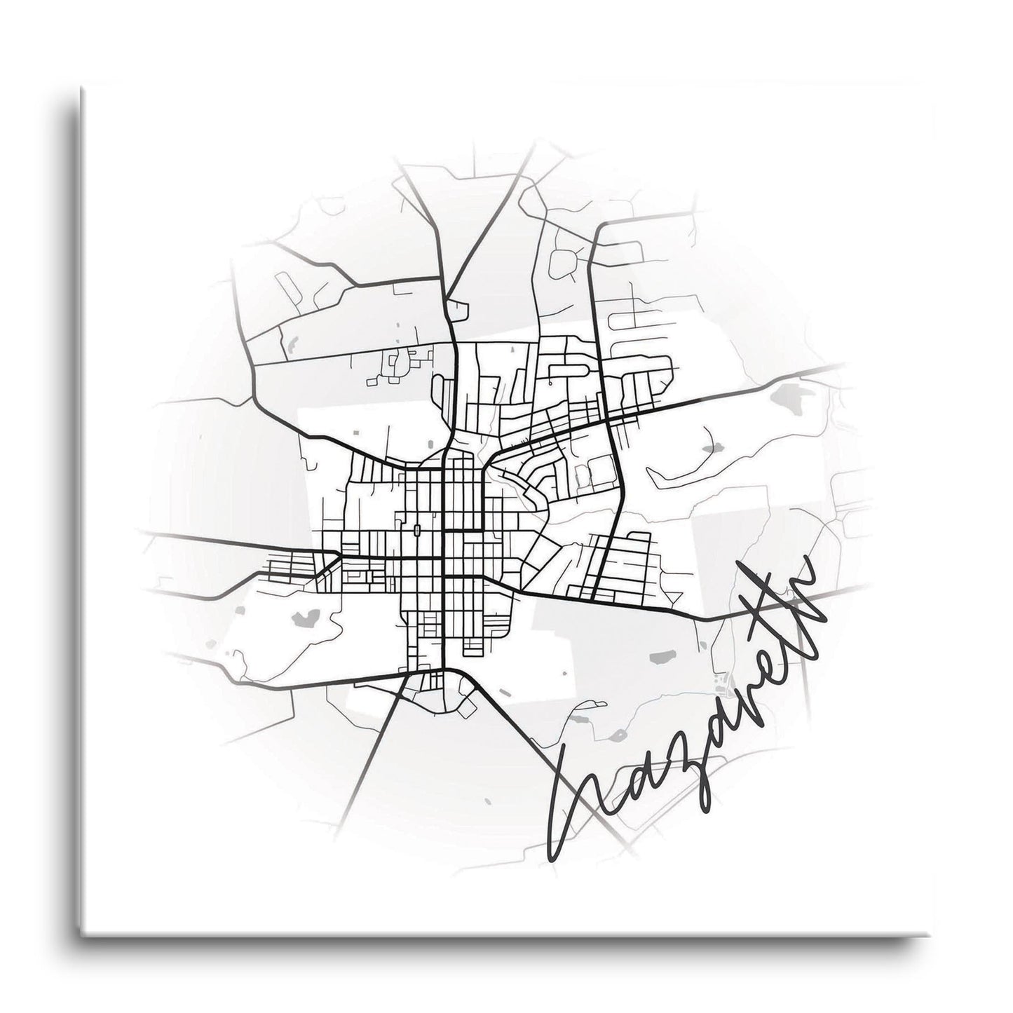 Minimalistic B&W Pennsylvania Nazareth Circle Map | Hi-Def Glass Art | Eaches | Min 1