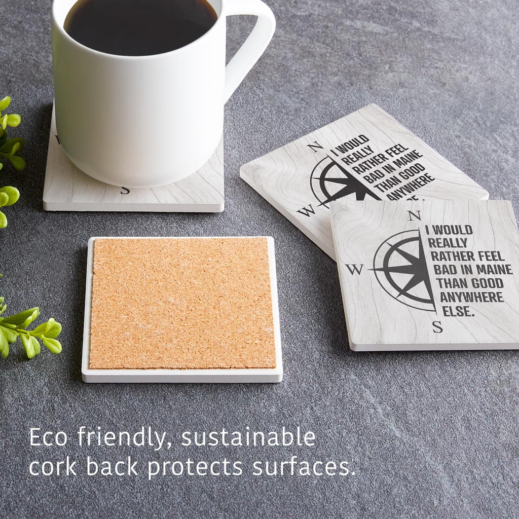 New England Compass Saying | Absorbent Coasters | Set of 4 | Min 2