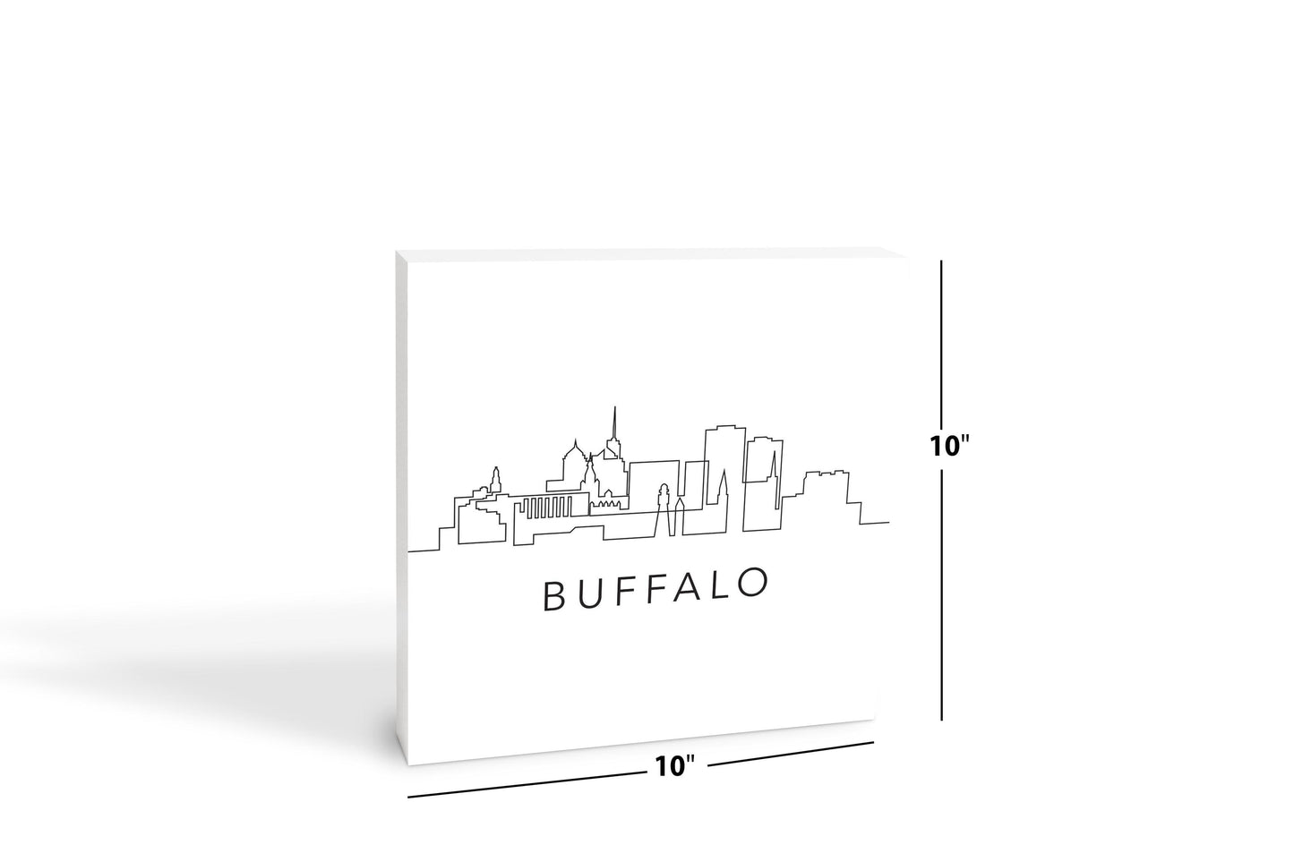 Minimalistic B&W New York Buffalo Skyline | Wood Block | Eaches | Min 2