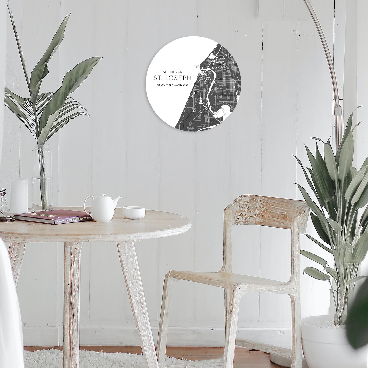 St Joseph Black And White Map| Wood Sign | Eaches | Min 1