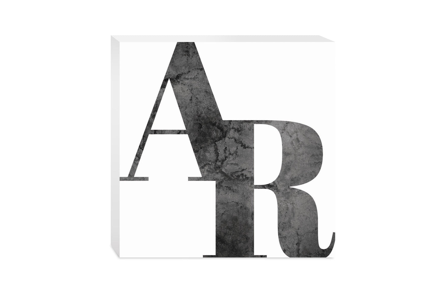 B&W Minimalist Arkansas White Initials | Wood Block | Eaches | Min 2