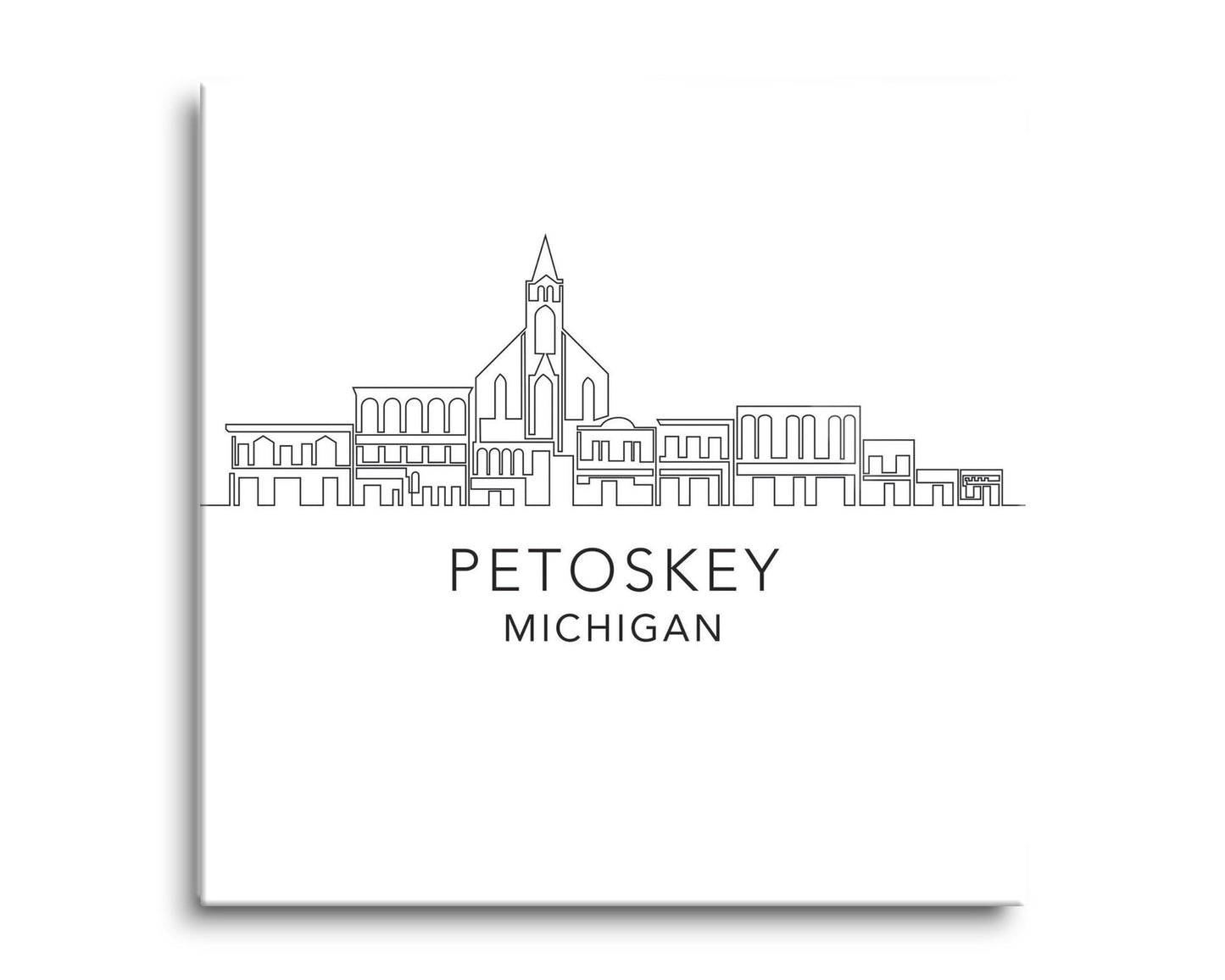 Minimalistic B&W Michigan Petoskey Skyline | Hi-Def Glass Art | Eaches | Min 2