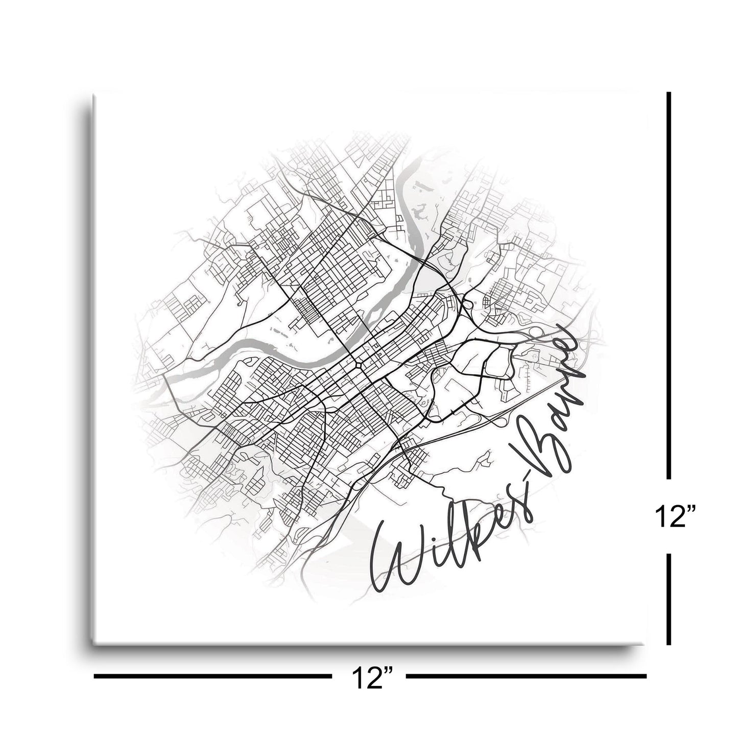 Minimalistic B&W Pennsylvania Wilkes Barre Circle Map | Hi-Def Glass Art | Eaches | Min 1